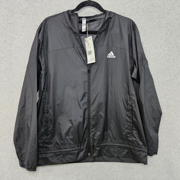 ADIDAS Women's Aeroready Black and White Windbreaker‎ Running Jacket Size L - Picture 1 of 13